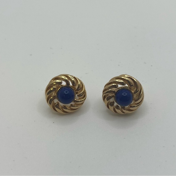 Vintage AVON 1970s Blue Gold
Swirl clip on earrings - Picture 1 of 7